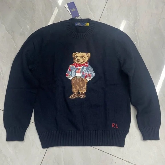 Polo Ralph Lauren Sweaters - Polo by Ralph Lauren Navy Sweater with Bear Design